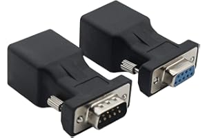 YIOVVOM Lot de 2 adaptateurs convertisseur VGA Cat5/Cat6/RJ45, DB9 9 broches VGA 9 broches mâle vers RJ45 femelle