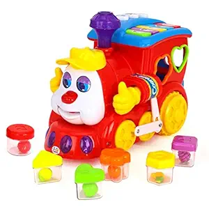 Playking Huile Toys Baby Smart Q & A Cartoon Train On Wheels Smart Cartoon Musical Toy, Battery Powered Learning Center Educational Toys For Children