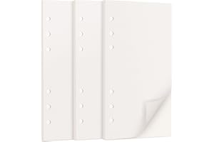 135 Feuilles A6 Recharge Papier en Vierge, OVISEEN Quadrillé 6 Trous Vierge Feuillets Mobiles pour 6 anneaux Agenda Filofax A6 Bullet Carnet Cahier de Voyage