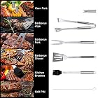 Tencoz Grillbesteck, BBQ Grillzubehör 20 Set, Barbecue Grillen Werkzeuge Koffer aus Edelstahl – Bild 3