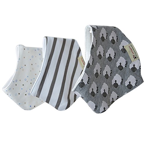 Happy Cherry Baby-Lätzchen, 3-teiliges Set, Cartoon-Design, Baumwolle