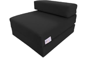 MYLAYABOUT Kids Z Bed - Memory Foam Chair bed & Fold up Mattress | Available in 11 colours. Perfect for childrens sleepovers, reading corners or gaming. (Black, one size)