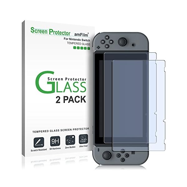 amFilm Nintendo Switch Protector Pantalla (2 Piezas), Cristal Vidrio Templado Protector de Pantalla para Nintendo Switch
