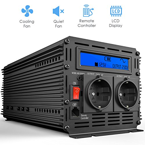 Wechselrichter reiner sinus 1500W spannungswandler DC 12V 230V LCD power inverter - 3