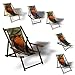 Produktbild Printalio - Redbeard Bird - Liegestuhl Bedruckt Balkon Garten Sonnenliege Relax Holz Terrasse | mit Armlehne, Dunkelbraun