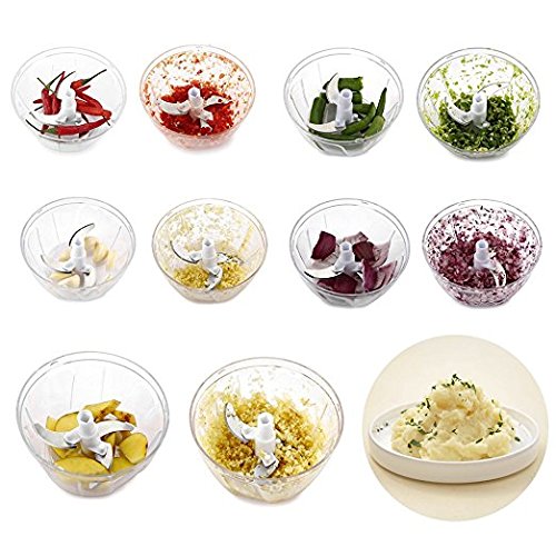 keynis® Gemüse und Obst Zwiebel Zerkleinerer Manuell Hacken Schneiden Mischen mit 3 Klingen - 6