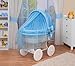 WALDIN wicker cradle, Moses basket, 6 colours available,blue