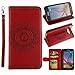 Produktbild Hülle für Galaxy S6,Case für Galaxy S6,Galaxy S6 Handyhülle Leder Wallet Case,YingC-T Elegant Malerei Mandala Blume Rot Muster Handytasche Samsung Galaxy S6 Schutzhülle Leder Bookstyle Brieftasche Ständer Stand Hülle mit Karte Halterung Magnetverschluss Extra Dünn Tasche Premium Design Klapphülle Flip Schutz Schale Hülle Etui Cover für Samsung Galaxy S6 G920