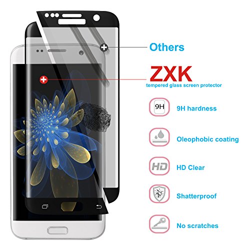 Galaxy S6 Edge Panzerglasfolie, ZXK CO 9H Hartglas Tempered Glass 3D Curved Screen Protector Full Coverage Hartglas Schutzfolie für Samsung Galaxy S6 Edge 100% durchsichtiger Panzerglas Screen Protector 3D Touch – Rahmen Schwarz - 6