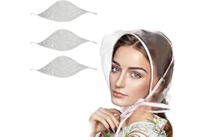 eMKay® Pack of 3 Clear Plastic Rain Hood with Visor – Foldable Reusable Waterproof Rain Hat with Tie Front and Net Lining for Hair Protection – Portable Transparent Rain Cover for Women