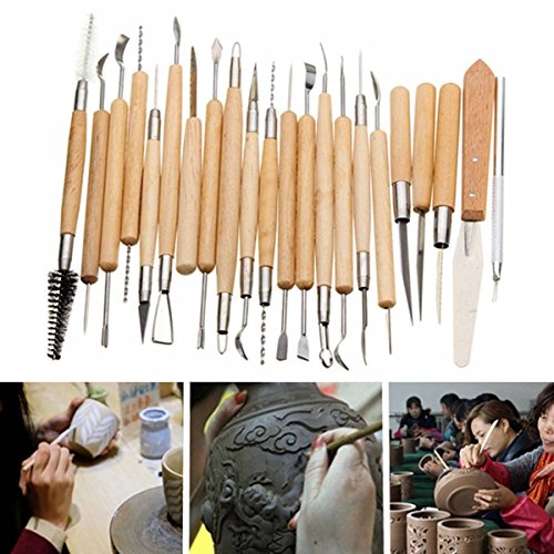 YCNK 22pcs Plastik-Ton-Tonwaren-Nadel-Keramik-Skulptur-schnitzende Modellierungs-Werkzeug-Satz (22pcs) - 7