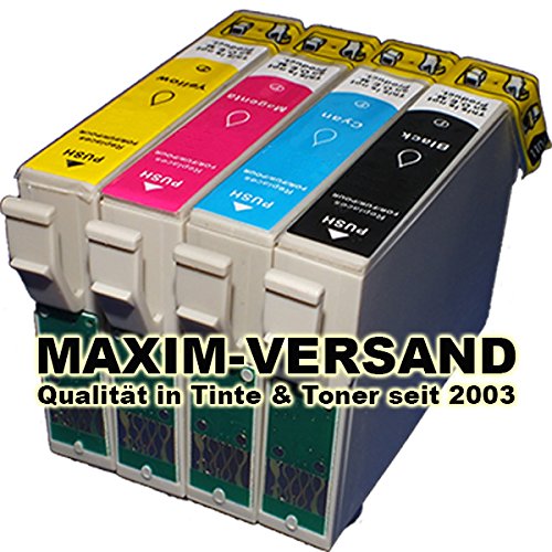 4x Reinigungspatronen Set (KEIN Original) für alle Drucker die Patronen des Typs Epson T1281, T1282, T1283, T1284 benötigen - Kompatibel zu Epson Stylus SX125 SX130 SX230 SX235 SX235W SX420W SX425W SX430W SX435W SX438W SX440W SX445W Stylus Office BX305F BX305FW Plus S22