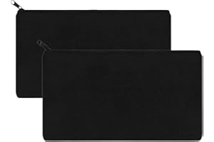 saizone 2 Stück Mäppchen, Stoff Federmäppchen, Kosmetiktaschen mit Reißverschluss, Make up Taschen aus Segeltuch,für zum DIY Bemalen, Dekorieren,Reisen, Handwerk, Aufbewahrung Schreibwaren (Schwarz)