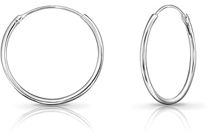 DTPSILVER Pendientes Aro Plata Mujer - Pendientes Aro Hombre - Aros Plata Mujer - Argollas de Plata Mujer - Aros de Plata Mujer - Espesor 1.2 mm - Diámetro 8,10,12,14,16,18,20,25,30,40,50,60,70,80 mm