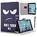 Produktbild iPad mini Hülle, Yokata iPad mini 1 / iPad mini 2 / iPad mini 3 Cover PU Lederhülle Flip Bookstyle mit Eingebautem Magnet Magnetverschluss Cartoon Handyhülle Sehr Dünn Standfunction Case Backcover Painted Tasche Karten Slot Schutzhülle Etui Lederhülle - Don't touch me