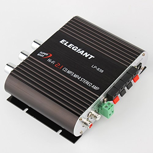 ELEGIANT Mini 200W 12V Hi-Fi Car Stereo Amplifier Power Channel Audio Heavy Bass Output - Matt Aluminum Casing with Overheating, Overload and Short Circuit Protection for Home Car Motorcycle Boat - Connect to any Speakers; Support Booster Radio MP3 MP4 iPod or CD player black