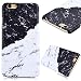 Produktbild GrandEver iPhone 6S Plus Marmor Hülle, iPhone 6 Plus Hartschale Marble Case HardcaseWeiß und Schwarz Stein Malerei Muster Schutzhülle Spleiß Stil Handyhülle Hartcase Hartplastik Design Tasche Schutz Etui Protective Smart Cover Telefonkasten Schlank Dünn Abdeckung Hard Backcover