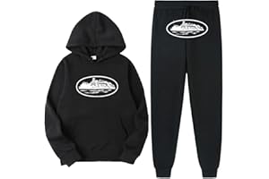 NIUHE Herren Trainingsanzug Sets Freizeit Jogginganzug Schiffe Druck 2-teilig Kapuzenjacke mit Kapuze Und Taschen Sporthose Kapuzenpullover