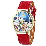 Ouneed® Uhren , 2018 Weihnachten Pattern Leather Band Analog Quartz Vogue Watches Gift (Rot)