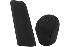 Vehoukli Gear Stick Cover, Handbrake Cover, Silicone Shift Knob Cover and Handbrake Covers Kit, Universal Manual Auto Anti-Slip Transmission Gear Knob Head Protector Covers(Black)