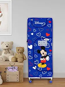 Fun Homes Disney Mickey Mouse Print Multipurpose Plastic Foldable Toy Box/Wardrobe Storage Almirah with 5 Shelves for Kids (Royal Blue)