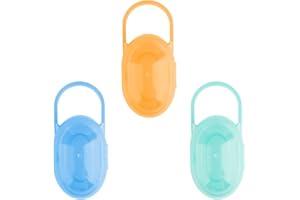 GroveEss 3PCS Pacifier Cases,Dustproof Baby Dummy Container Holders with Portable Handle,Safe Travel Soother Pacifier Storage Box for Infant Baby Toddler