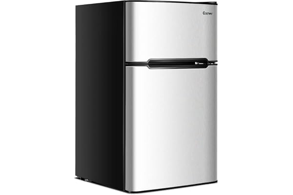 GOPLUS Réfrigérateur 90 L Combiné Réfrigérateur 63L avec Température Réglable 0 à 10 °C et Congélateur 27L avec Température de -15 °C et pour Maisons/Hôtels/Dortoirs, Argent