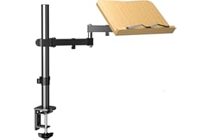 Bracwiser Atril de Bambú Ajustable en Altura con Abrazadera, Soporte de Lectura de Sobremesa con Robustos Clips para Páginas de 11x7,6 Pulgadas, MD7421TP006