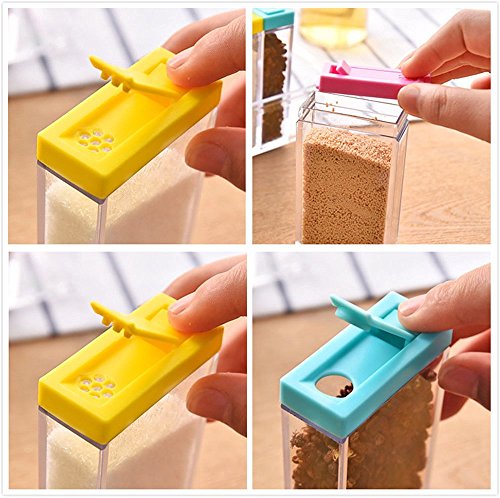 Küche & Haushalt Gewürzdosen, VSOAIR 6 Set Gewürzstreuer Gewürz Box Jar Menage Vorratsbehälter mit Unterschiedlicher Farbe - 4