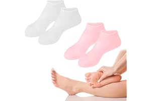 YCYATS Damen Silikonsocken für füße, Damen Fuß-Spa Pediküre Silikon Socken, Anti-Rutsch Weiche Moisturizing Silikonsocken für Füße (pink+weiß)