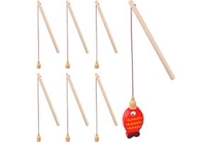 TOYANDONA 8pcs Wooden Magnet Poles Fishing Rod Cat Teaser Wand Toy for Girl Boy Kids Magnetic Fishing Games Pool Activity Accessory,14.8X0.7X0.7CM,ZB835T80499XC