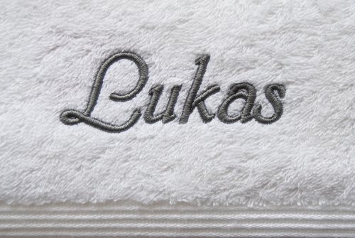 Duschtuch mit Namen / Wunschbegriff bestickt, 70x140cm, verschiedene Farben, schwere 550g-Qualität, 100% Baumwolle, Walk-Frottier; Mitteilung Name per E-Mail (siehe Beschreibung) - 2