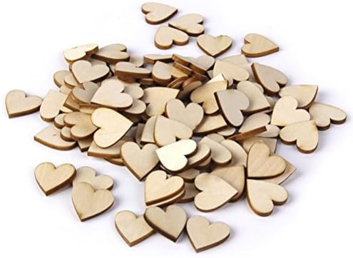 Shoppingmoon 100pcs 30mm Heart Shape Wood Slices Log Discs DIY Wood Decoration