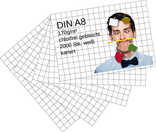 Preisvergleich Produktbild Karteikarten 2000 Stück A8 weiß kariert