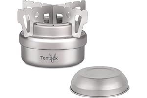 Tentock Stufa ad Alcool in Titanio Portatile Fornello ad Alcool Titanio Ultraleggero Bruciatore ad Alcool Campeggio Mini Alcool Fornello da Campeggio Stufa con Cross Stand per Picnic Hiking Trekking