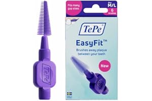 TePe EasyFit, Purple, M/L, 6pcs, Plaque Removal, efficient Clean Between The Teeth, Medium to Large Gaps