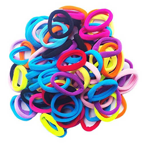 Seamless 8mm High Elastic Cotton stretch Hair Ties Bands Rope Ponytail Holders Headband Scrunchie Hair Accessories No Slipping Snagging Breaking or Stretching Ou (Mix Colors)