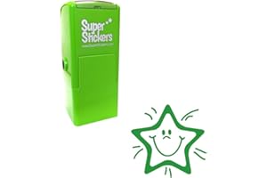 SuperStickers Smiley Star Pre Inked Stamper for teachers - Green. Positive Stamp for Marking.