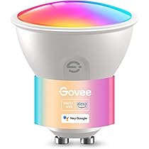 Govee Ampoule Connectée WiFi, Ampoule LED GU10 RGBWW Fonctionne Avec Matter, Alexa Et Google Home, Lampe GU10 Intelligente 400LM Dimmable, 16 Millions De Couleurs, Synchronisation De Musique, 1 Pack