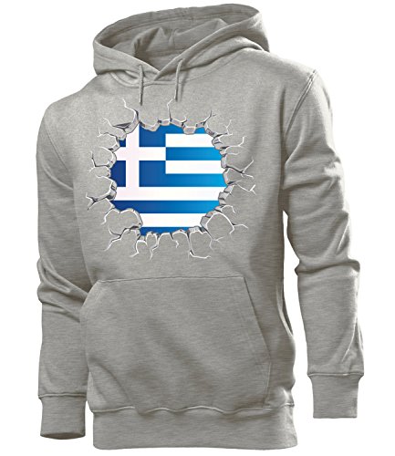 FUSSBALL – FANARTIKEL – Griechenland 5710 Herren Hoodie (HKP-GRAU) Gr. XL