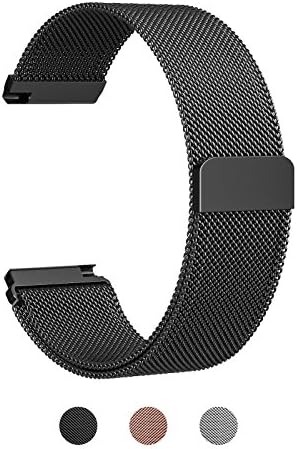 LANGREE Fitbit Versa Strap, Milanese Loop Stainless Steel Magnetic Replacement Wristband Bracelet Watch Band for Fitbit Versa Small(5.5"-7.6")-Black