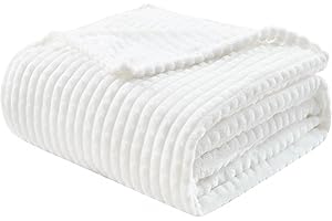 EMME Kuscheldecke Flauschige - 3D-Touch-Erlebnis 150x200cm Fleecedecke, Weiche Warme Wolldecke Überwurfdecke, Couchdecke, Decke für Sofa, Tagesdecke, Wohndecke, Weiß