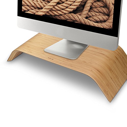kalibri Desktop Ständer – Monitor Erhöhung – aus echtem Bambusholz – universal Bildschirm-Halterung – natürlicher Stand-Fuß mit Tastatur-Aussparung - 6