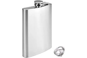 QEEYON Petaca Portátil con Embudo, 8oz Petaca de Acero Inoxidable 304 para Whisky, Botella de Almacenamiento de Licor para Transportar Alcohol, para Senderismo, Viajes, Escalada, Camping, Fiesta