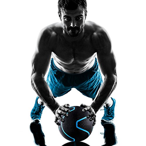 Capital Sports Medba Medizinbälle Design Gummi-Medizinball mit je nach Wahl 1kg bis 10kg Gewicht (ideal für Cross oder Krafttraining Übungen, griffiges Handling, Golfballoberfläche und Riffelung) schwarz-blau - 5