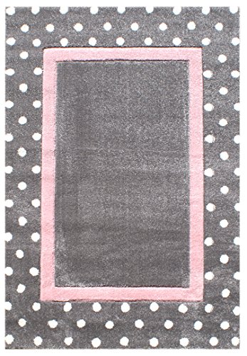 Kinderteppich Happy Rugs POINT silbergrau/rosa 120x180 cm