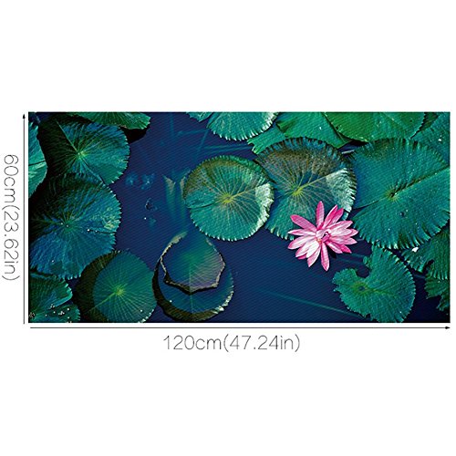 Preisvergleich Produktbild JHYS Boden Wandaufkleber Abnehmbar Rutschfest Wasserdicht PVC Material 3D Applikationen Grün Lotus blatt Rosa Lotus Landschaft Muster
