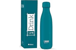 I-Drink Botella Térmica Doble Pared 350/500/750/1.000 ML, Decorada (500 ML, Turquesa)
