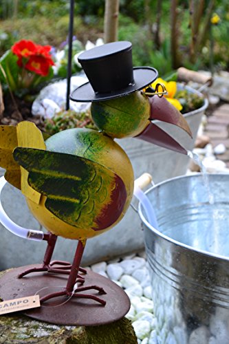 Wasserspeier – lustiger stabiler Wasserspeier mit Pumpe für den Teich, Höhe 23 cm – robuste Ausführung, Metall - 3