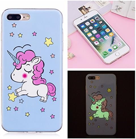 iPhone 7 Plus Luminous Case, Yunbaozi iPhone 8 Plus Case New Pattern Soft Silicone Case Transparent Protective Cover * Inner Pattern Never Peel Off * Flexible Smooth Skin TPU Rubber Cover Slim Lightweight Shell Glowing in the Dark * Anti-Shock Anti-Scratch Creative Design Cover for iPhone 7 Plus /8 Plus - Star Unicorn
